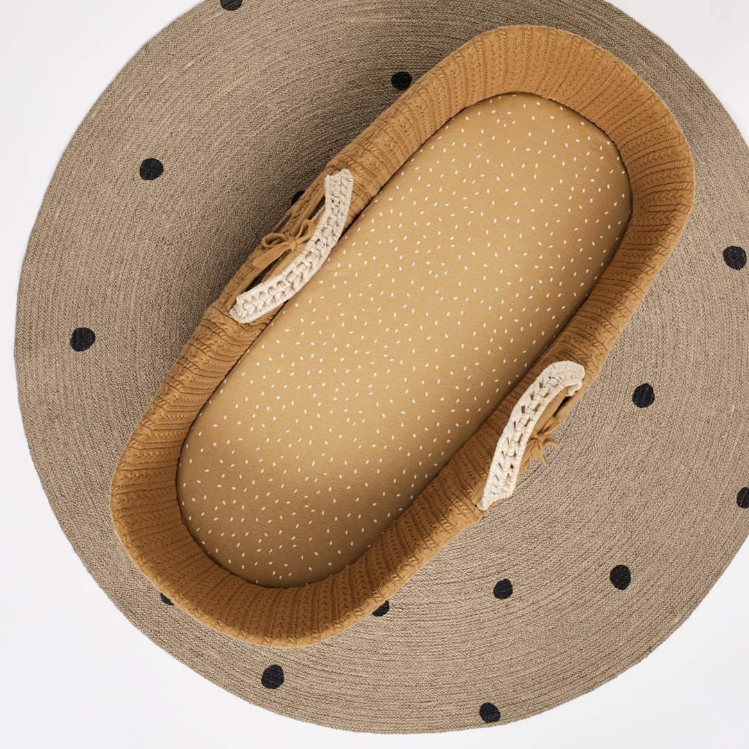 The Little Green Sheep Organic Moses Basket Fitted Sheet - Honey Rice