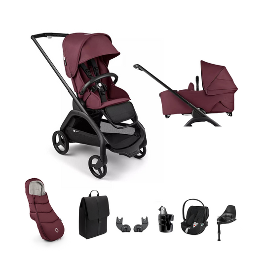 Bugaboo Dragonfly & Cybex Cloud T Ultimate Travel System Bundle | Dark Cherry