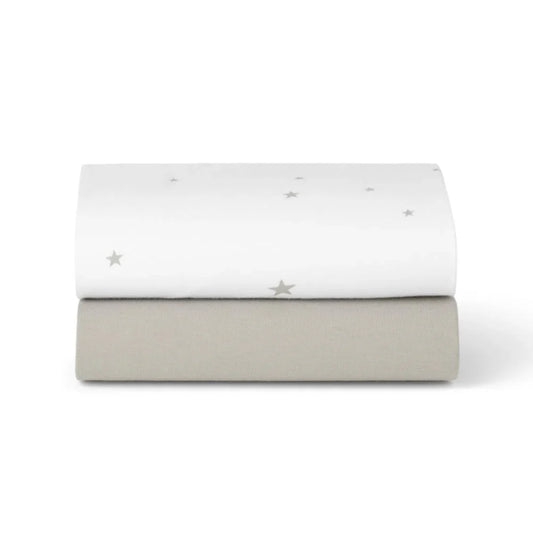 Snuz Crib 2 Pack Fitted Sheets | White/Star