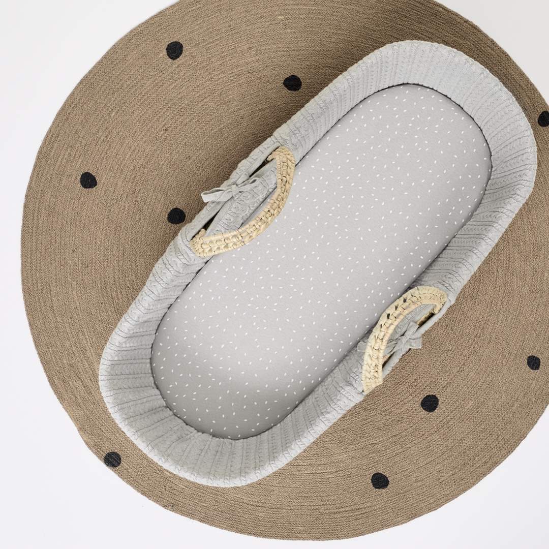 The Little Green Sheep Organic Moses Basket Fitted Sheet - Dove Rice