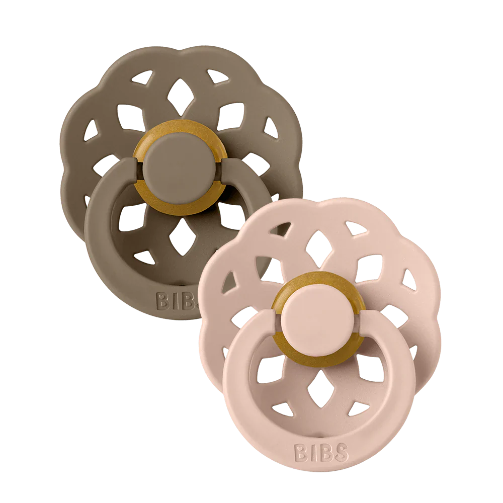 BIBS Pacifier Boheme 2 PACK Latex Size 1 | Dark Oak/Blush