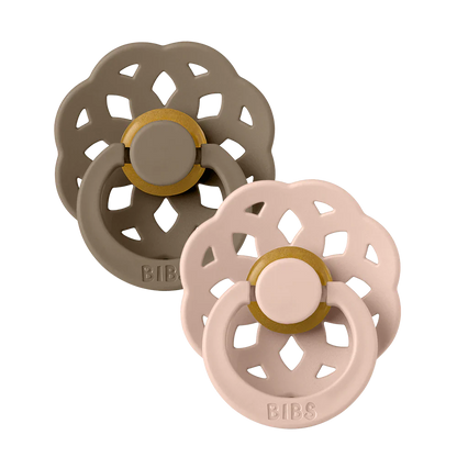 BIBS Pacifier Boheme 2 PACK Latex Size 1 | Dark Oak/Blush
