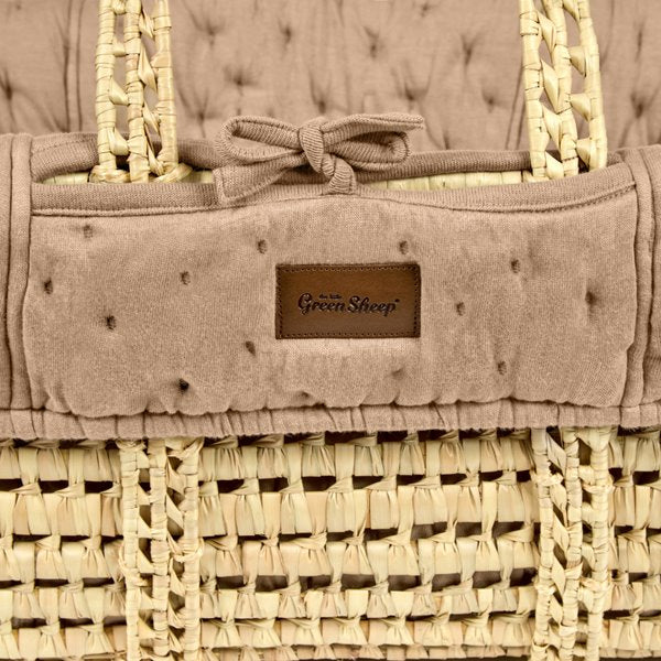 The Little Green Sheep Organic Dimple Quilted Moses Basket & Mattress | Truffle