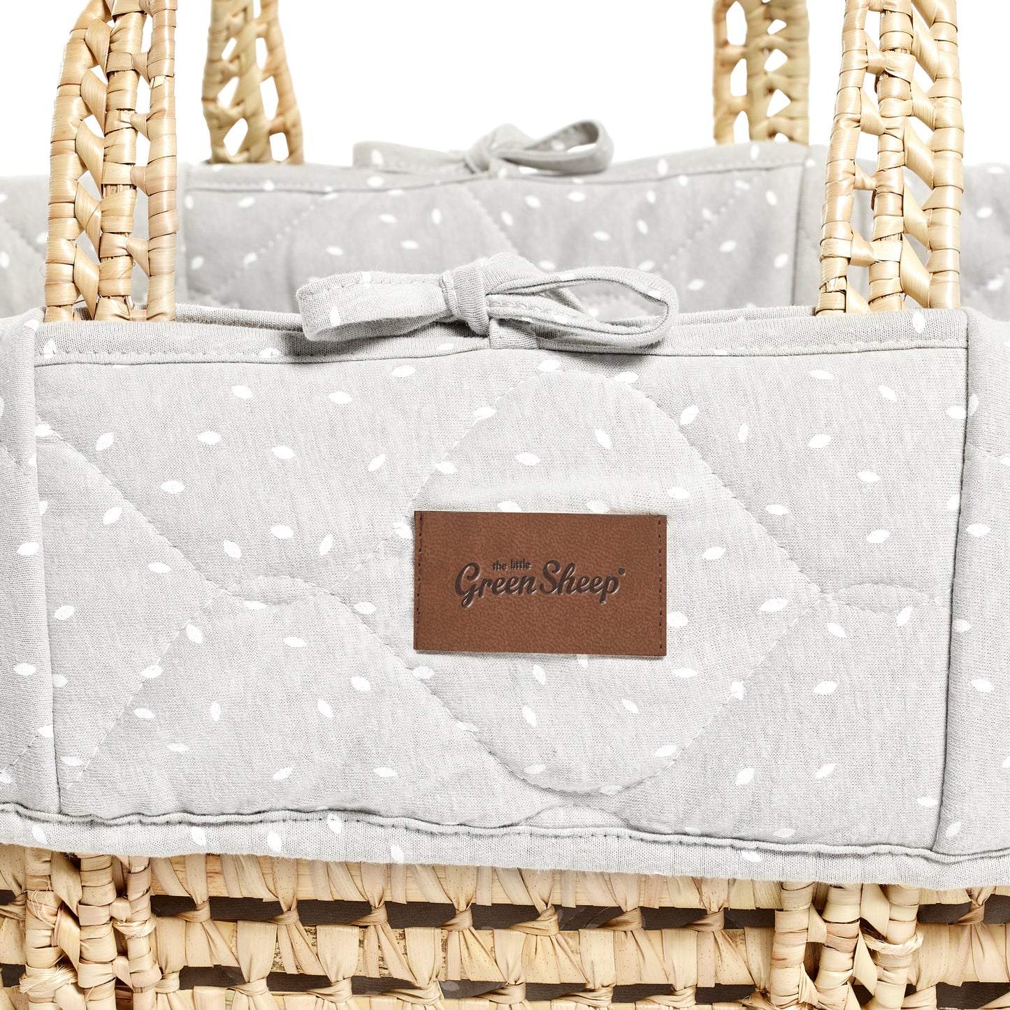 The Little Green Sheep Quilted Moses Basket & Mattress - Dove Rice