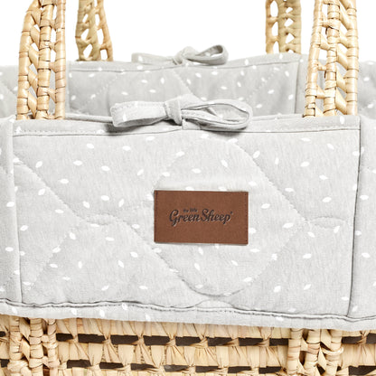 The Little Green Sheep Quilted Moses Basket & Mattress - Dove Rice