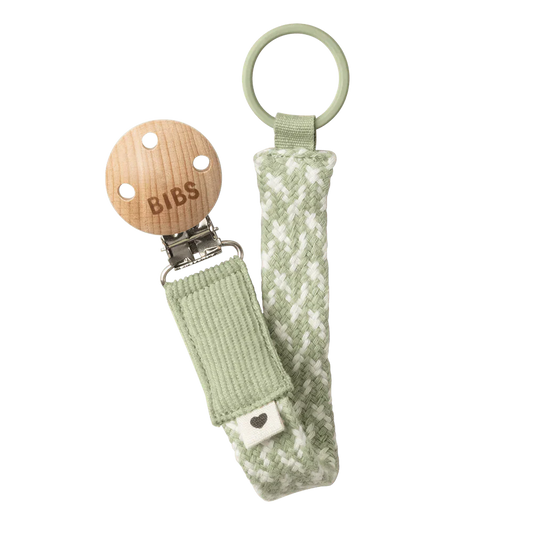 BIBS Pacifier Clip Braided | Sage/Ivory
