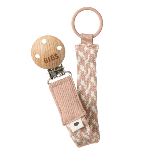 BIBS Pacifier Clip Braided | Blush/Ivory