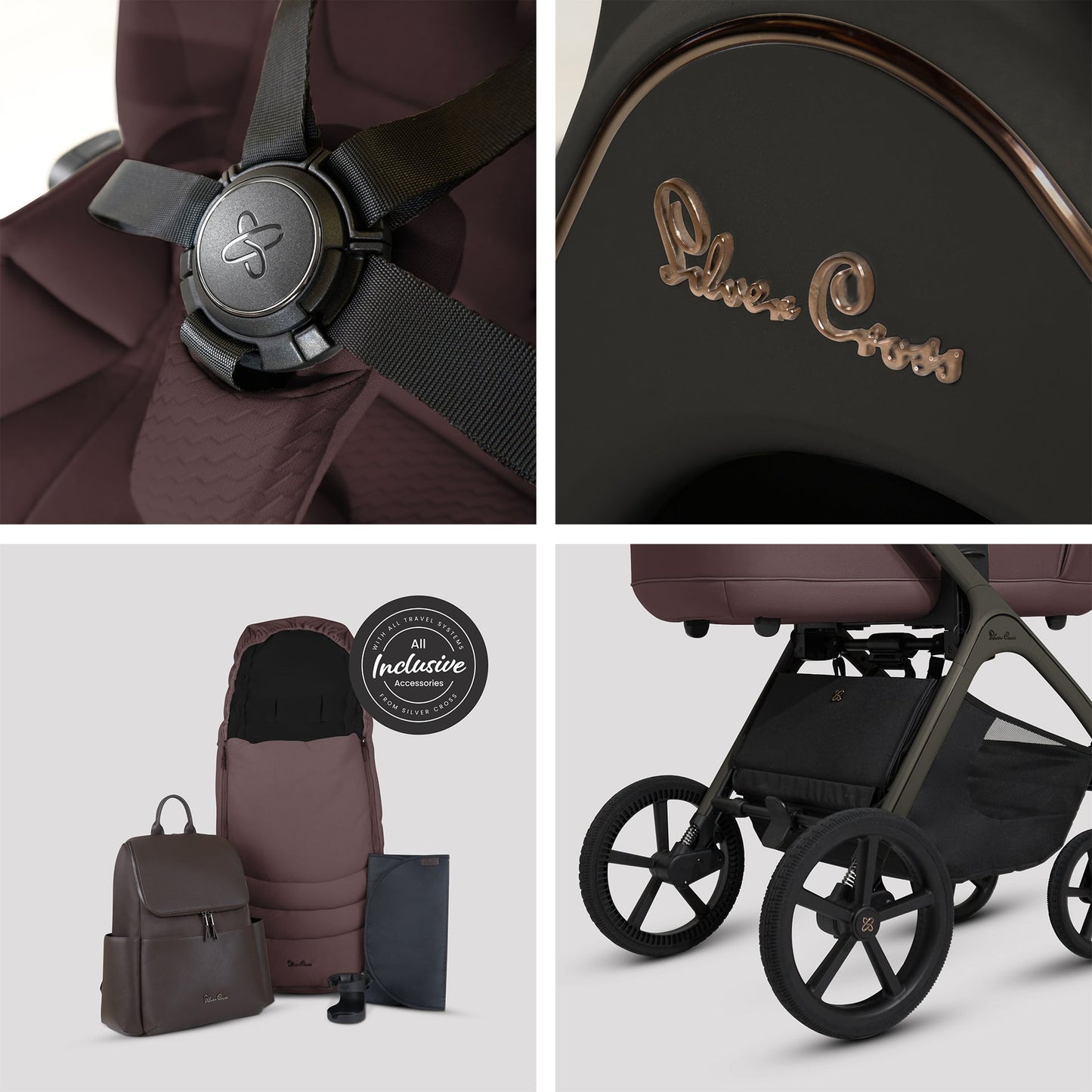 Silver Cross Cove Pushchair Ultimate 360 Bundle | Damson