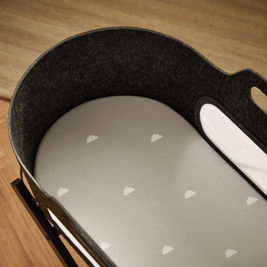 Snuz Moses Basket/Pram 2 Pack Fitted Sheets | Grey/Cloud