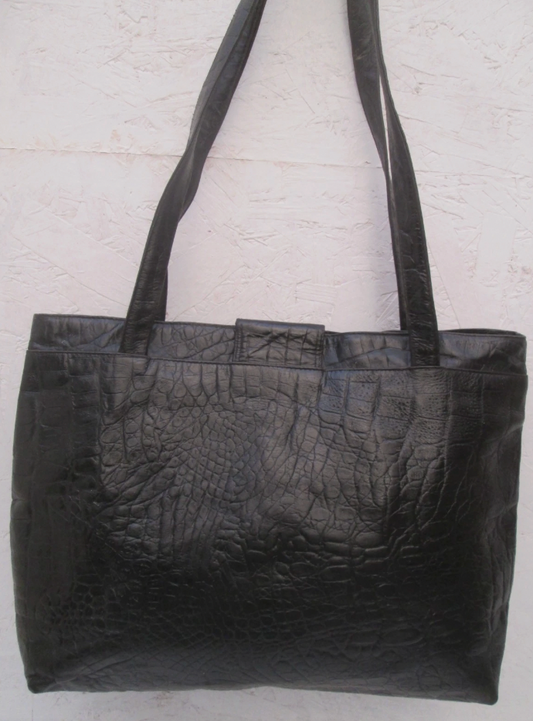 VALENTINO grand Sac à main cuir noir authentique vintage