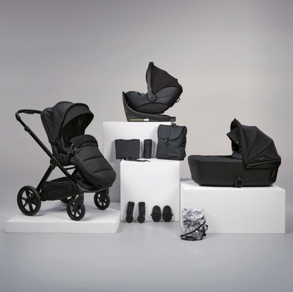 Bababing Raffi 12 Piece Travel System | Glossy Black