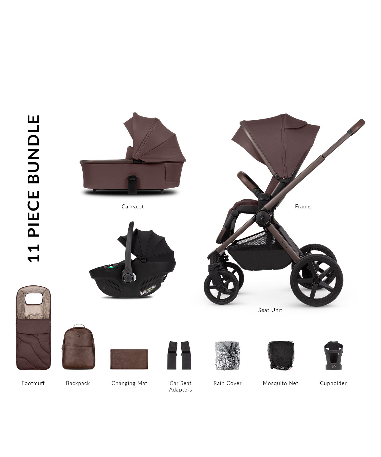 Venicci Upline 2 SE 3-in-1 Tiago Travel System | Burgundy