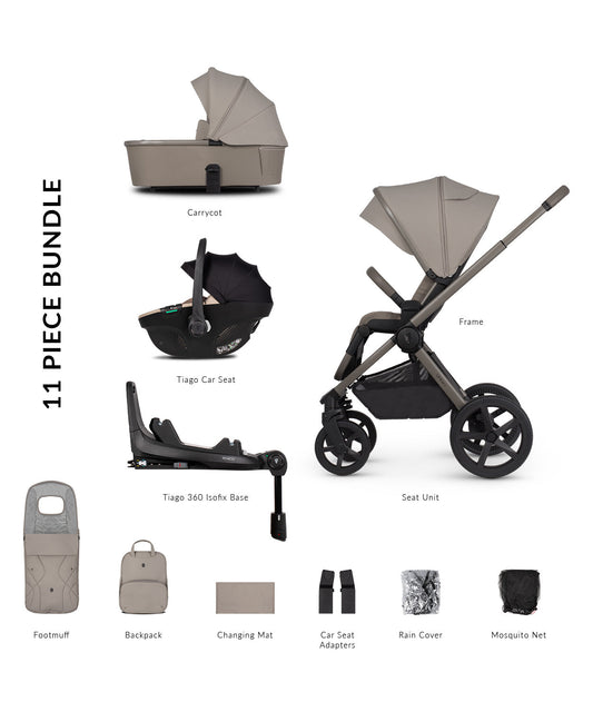 Venicci Upline 2 3-in-1 Tiago + 360 Base Travel System | Taupe