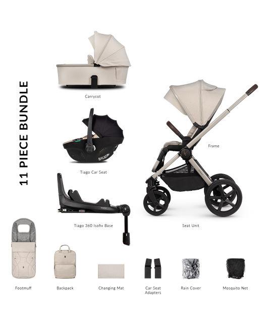 Venicci Upline 2 3-in-1 Tiago + 360 Base Travel System | Stone Beige