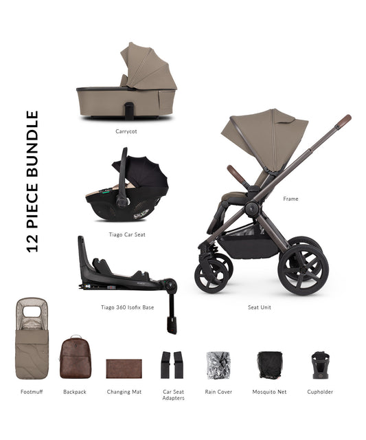 Venicci Upline 2 SE 3-in-1 Tiago + 360 Base Travel System | Powder