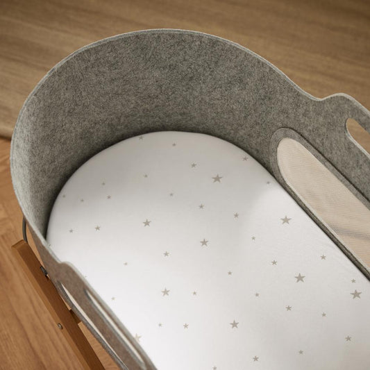 Snuz Moses Basket/Pram 2 Pack Fitted Sheets | White/Star