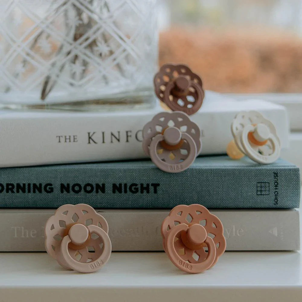 BIBS Pacifier Boheme 2 PACK Latex Size 2 | Dark Oak/Blush