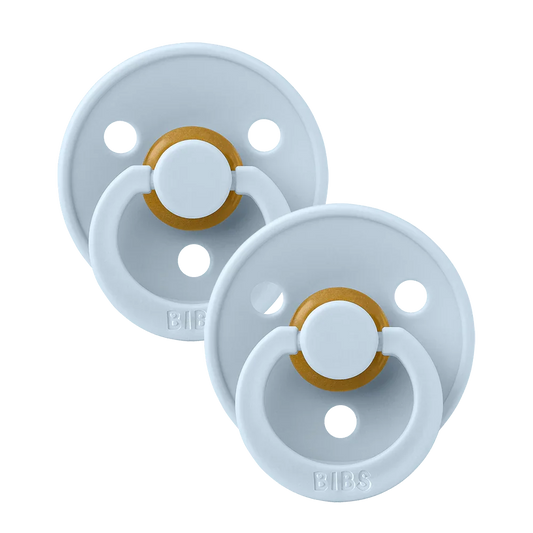 BIBS Pacifier Colour 2 PACK Latex Size 1 | Iron/Baby Blue