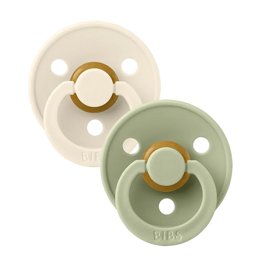 BIBS Pacifier Colour 2 PACK Latex Size 2 | Ivory/Sage