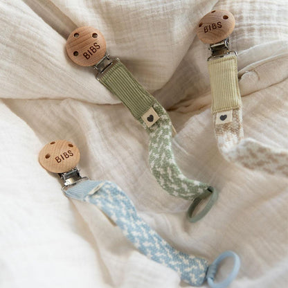 BIBS Pacifier Clip Braided Baby | Blue/Ivory