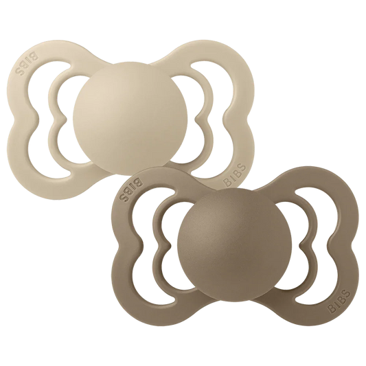 BIBS Pacifier Supreme 2 PACK Latex Size 1 | Vanilla/Dark Oak