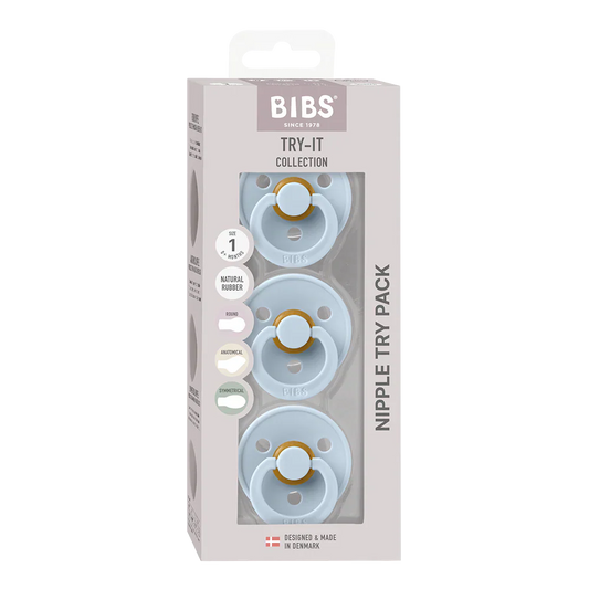 BIBS Pacifiers Try-it Colour 3 PACK | Baby Blue