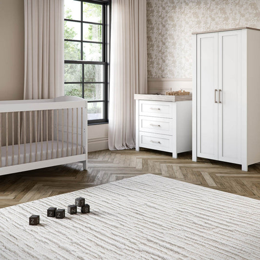 Silver Cross Valencia Complete Nursery Set | White/Natural Ash