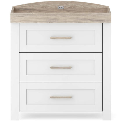 Silver Cross Valencia Cot Bed & Dresser | White/Natural Ash